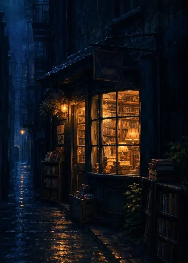暗巷书店 封面 暗巷书店封面,奇幻题材夜读作品,作者沈木栖