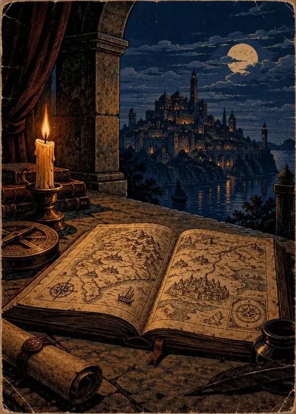 古城手稿 封面 古城手稿封面,古风题材夜读作品,作者墨笙